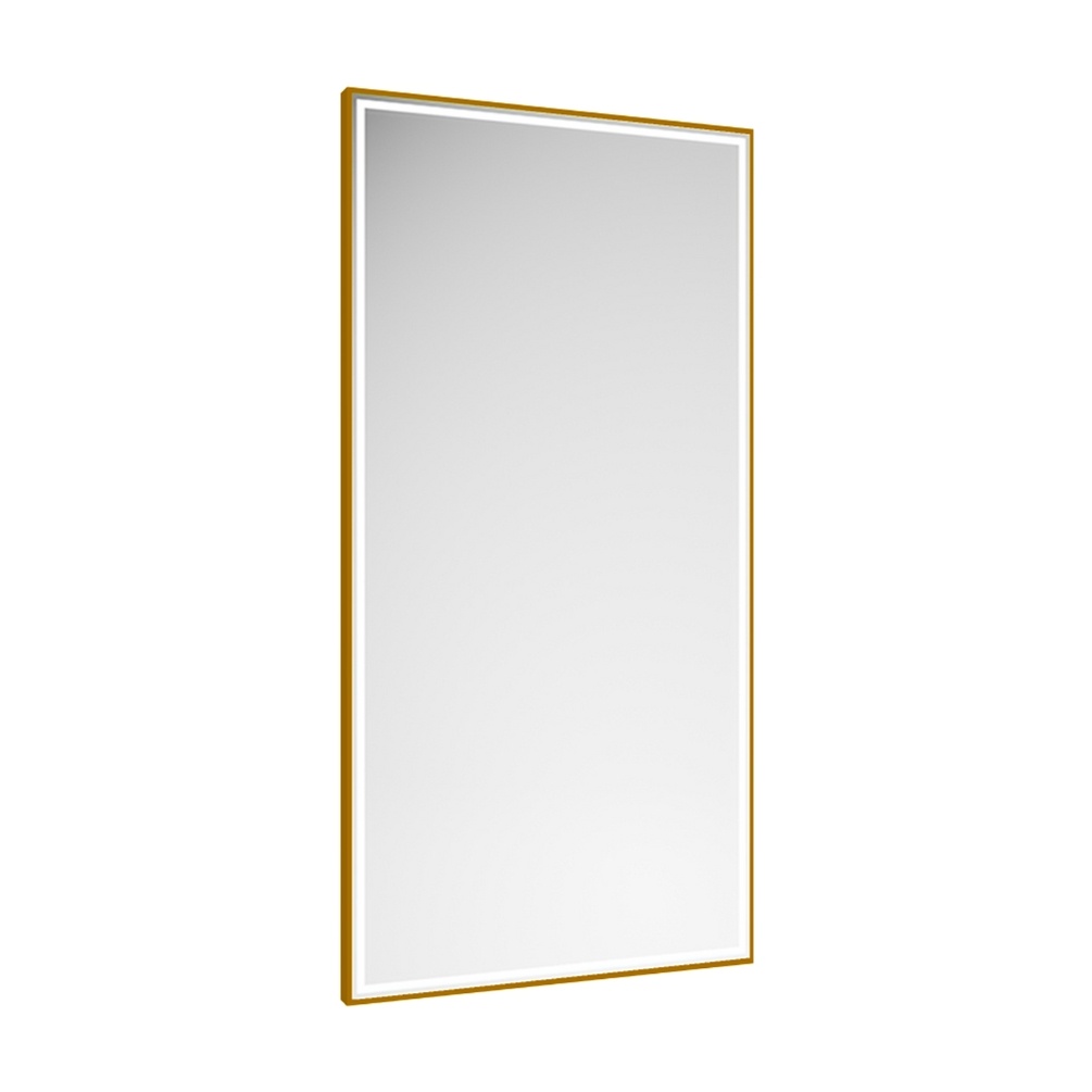 Product Cut out image of the Abacus Line Brushed Brass Framed 800mm x 500mm LED Mirror
